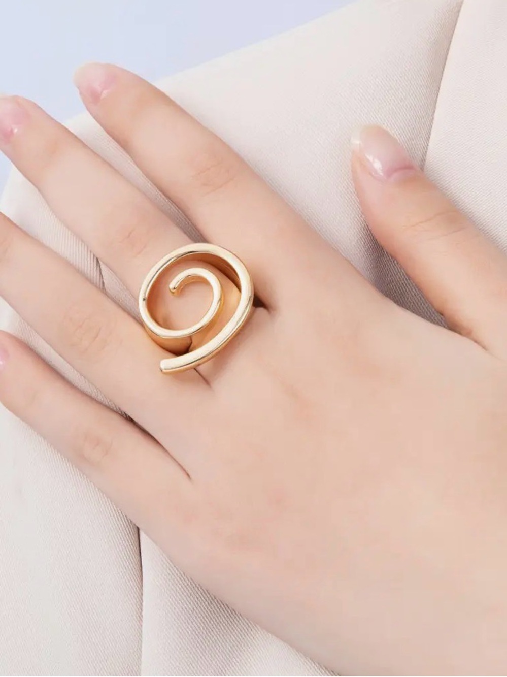 18K Gold Filled Open Circular Geometric Ring - Picture 2 of 4